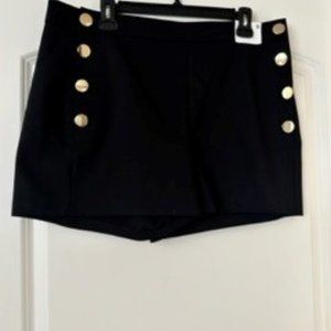 Express High Waisted Button Sailor Midi Short Black size 14 NWT